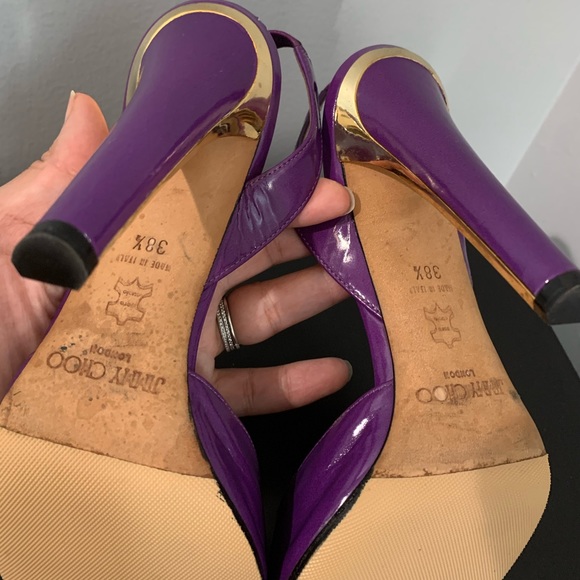 Jimmy Choo patent open toe purple sandals - Picture 5 of 8